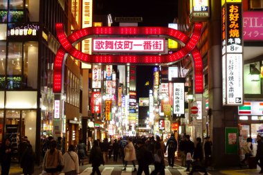 Tokyo Japan, January 12, 2018, a city that never sleeps, crowded day and night World-famous Sakka-gai Shinjuku Tokyo Kabukicho front entrance