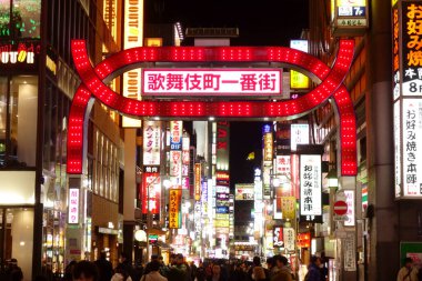 Tokyo Japan, January 12, 2018, a city that never sleeps, crowded day and night World-famous Sakka-gai Shinjuku Tokyo Kabukicho front entrance