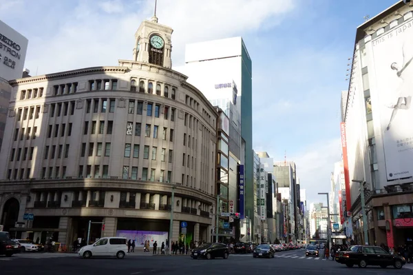 Tokyo Japan January 2018 Tokyo Ginza Chome Intersection Gorgeous Building — Stok fotoğraf
