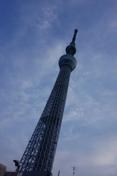 Λυκόφως Βράδυ Landmark Plaza Τόκιο Skytree Στο Συννεφιασμένο Ουρανό — Φωτογραφία Αρχείου