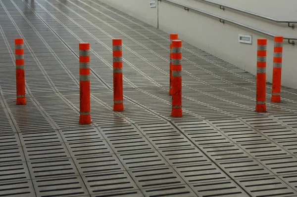Pole for pedestrian safety measures from underground passages, bicycles, etc.