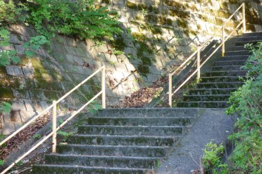 Stairs with handrails used in everyday life in a suburban city, Tokyo, Japan