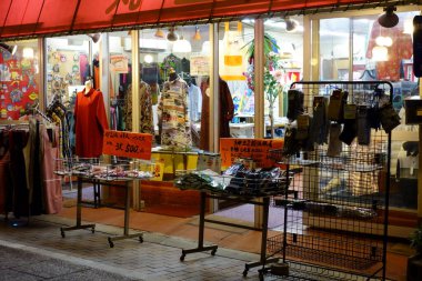 Tokyo, Japan-September 22nd, 2018: Street view of street clothing store, show windows inside and outside the store