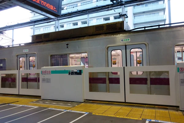 Tokyo Japon Octobre 2018 Train Expédition Arrête Quai Avec Des — Photo
