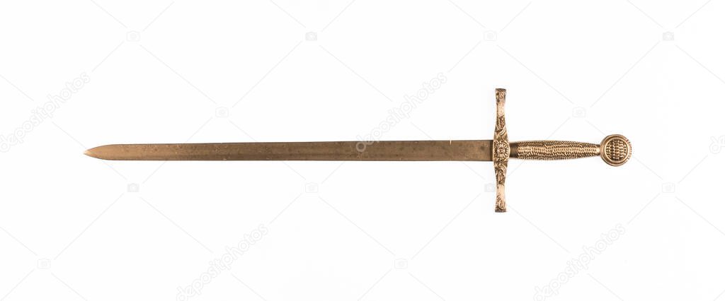 golden sword isolated on white background