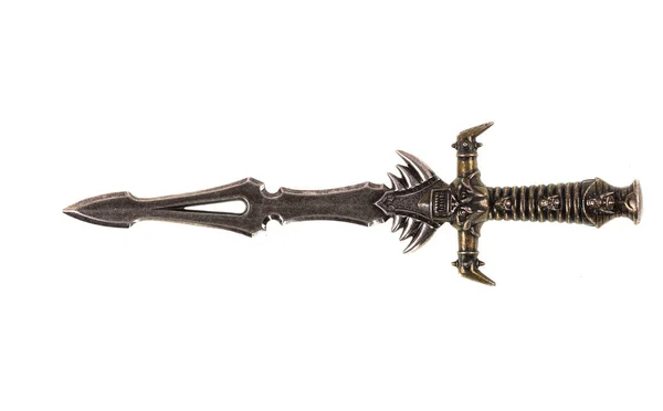 白色孤立背景的古代中世纪剑 — 图库照片