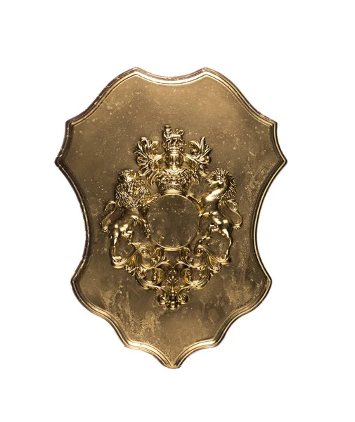 Golden Knight Shield White Background — Stock Photo, Image