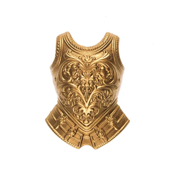 Escudo Cavaleiro Dourado Fundo Branco — Fotografia de Stock