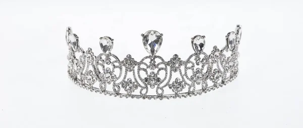 Silberne Krone Auf Weißem Hintergrund — Stockfoto