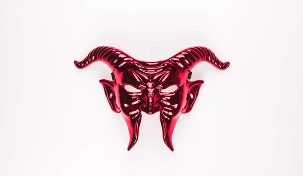 Máscara Diabo Vermelho Isolado Fundo Branco — Fotografia de Stock
