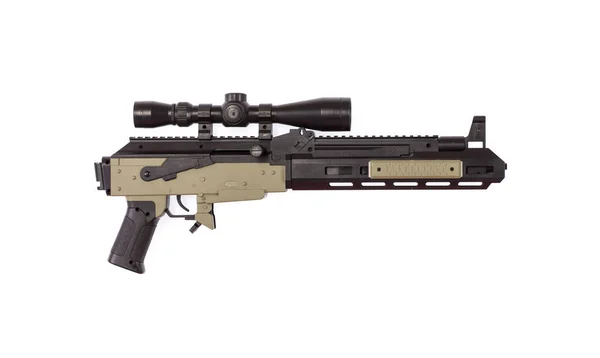 Beyaz Zemin Üzerinde Izole Fütüristik Silah Makineli Tüfek — Stok fotoğraf