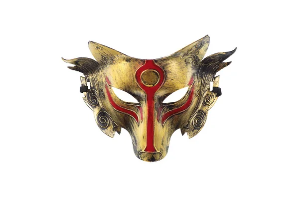 Máscara Mascarada Dorada Aislada Sobre Fondo Dorado —  Fotos de Stock