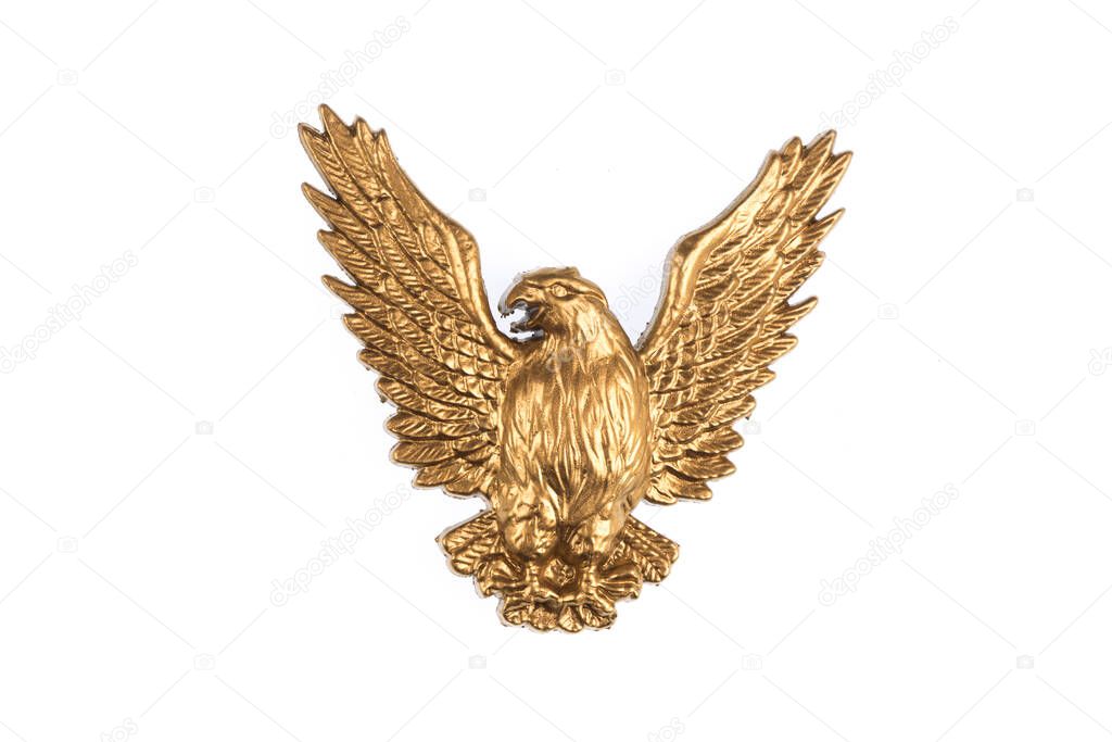 golden eagle emblem isolated on white background