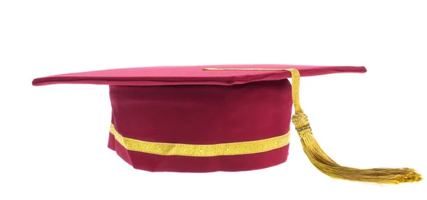 Red Graduate Hat Isolated White Background — Stock Photo, Image