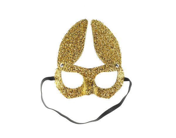 erotic golden cat mask isolated on white background