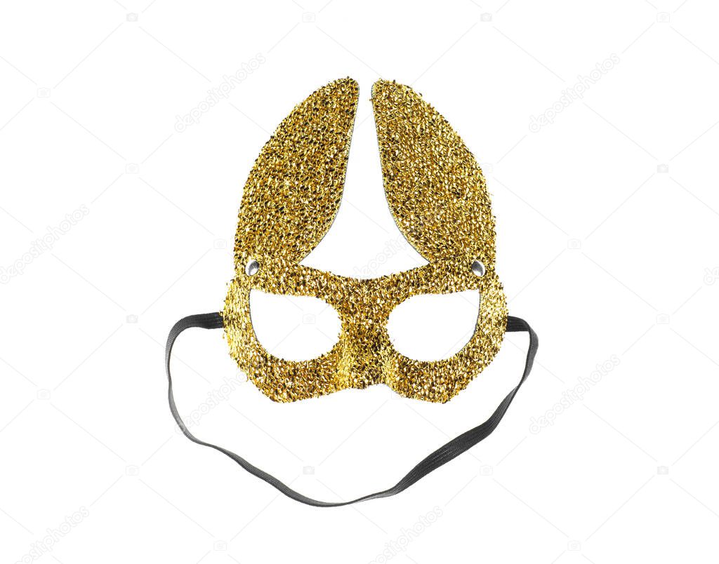 erotic golden cat mask isolated on white background