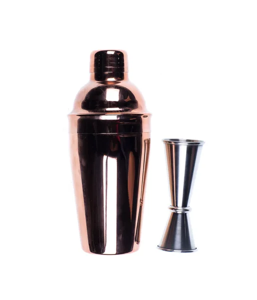 Guld Cocktail Shaker Isolerad Vit Bakgrund — Stockfoto