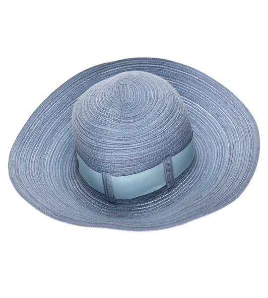 Голубая Шляпа Панамы Белом Фоне — стоковое фото
