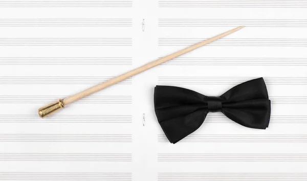 Conductor Stick Sheet Music — Stock Photo, Image