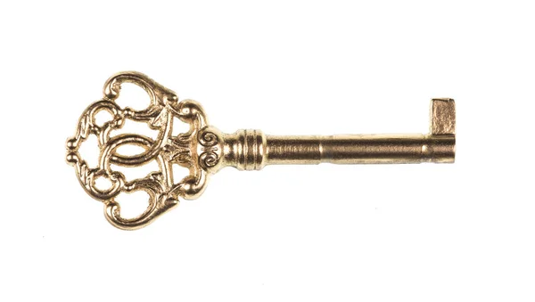 Αρχαίο Χρυσό Κλειδί Απομονωμένο — Φωτογραφία Αρχείου