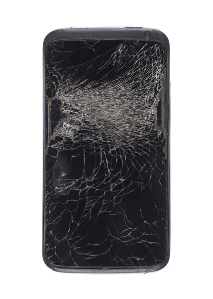 Абстрактный черный фон из разбитого стекла, разбитого экрана телефона