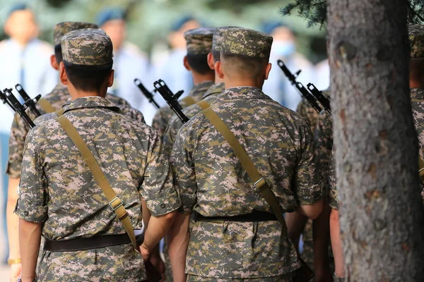 Soldados Exército Formação Soldados Campo Desfile — Fotografia de Stock