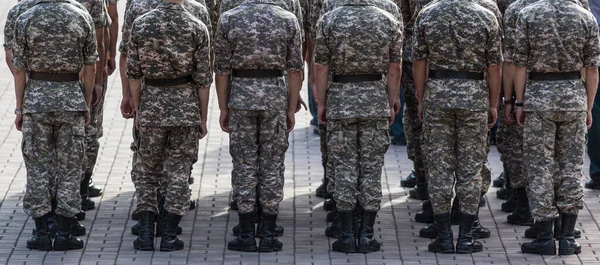 Soldados Exército Formação Soldados Campo Desfile — Fotografia de Stock