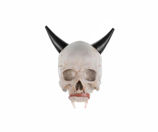 Vampire Human Skull Horns Isolated White Background — Stock Photo, Image