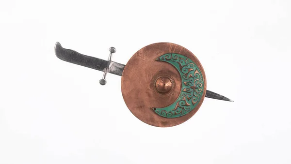 Arabic Shield Sword Isolated White Background — Stock Photo, Image