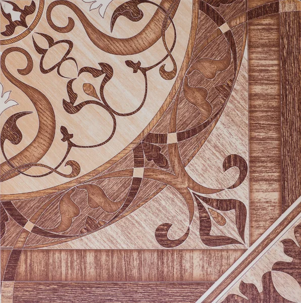 Pola Abstrak Dengan Daun Ornamental Ubin Keramik Dekoratif — Stok Foto