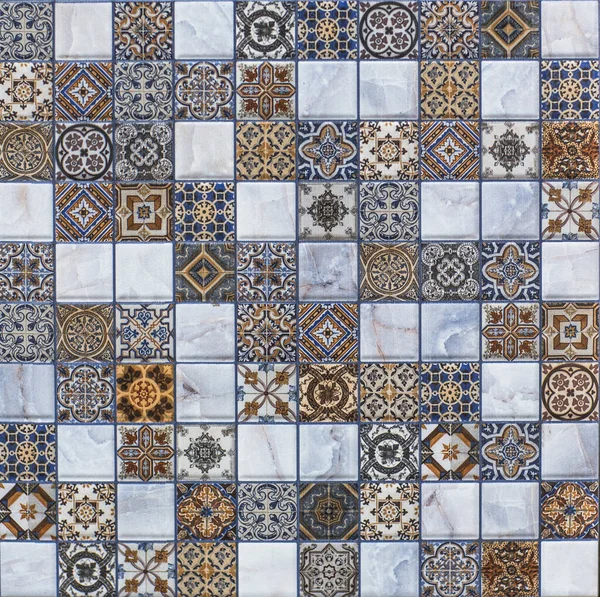 Mozaika Abstraktní Geometrický Obrazec Keramika Dlaždice — Stock fotografie