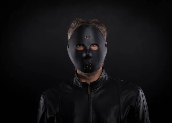 Tajemný Muž Černou Maskou Anonymní Koncept Sociální Maskování — Stock fotografie