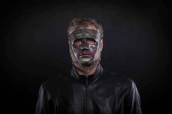 Tajemný Muž Černou Maskou Anonymní Koncept Sociální Maskování — Stock fotografie