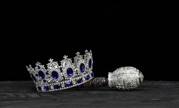 Crown Scepter Black Background — Stock Photo, Image