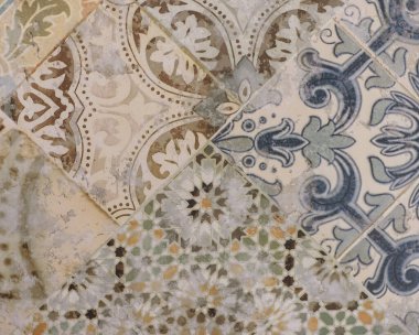 Soyut geometrik mozaik desenli gri mutfak seramik fayans