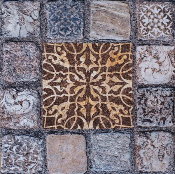 Mozaika Abstraktní Geometrické Bezešvé Šedé Keramické Vzor Pro Kuchyňské Dlaždice — Stock fotografie