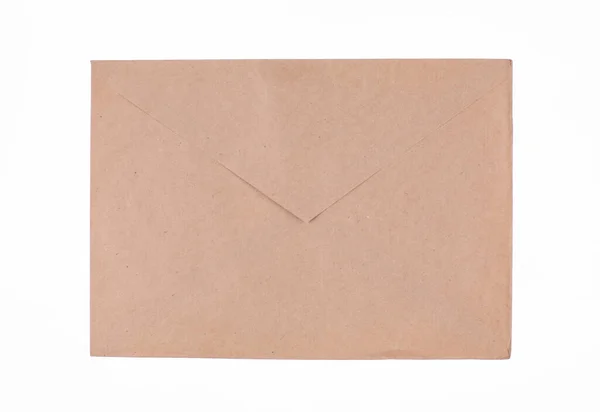 Alter Brauner Papierumschlag Für Brief Isoliert Auf Weißem Hintergrund — Stockfoto