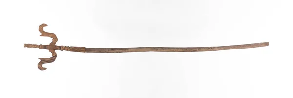 魔法の杖白い背景に孤立した木の杖 — ストック写真