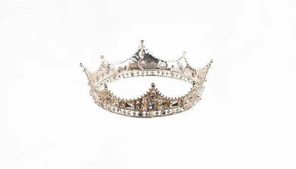 Королевская Корона Бриллиантами Белом Фоне — стоковое фото