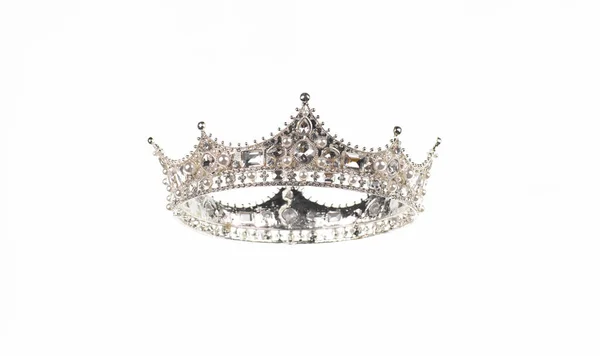 Couronne Royale Avec Diamants Isolés Sur Fond Blanc — Photo