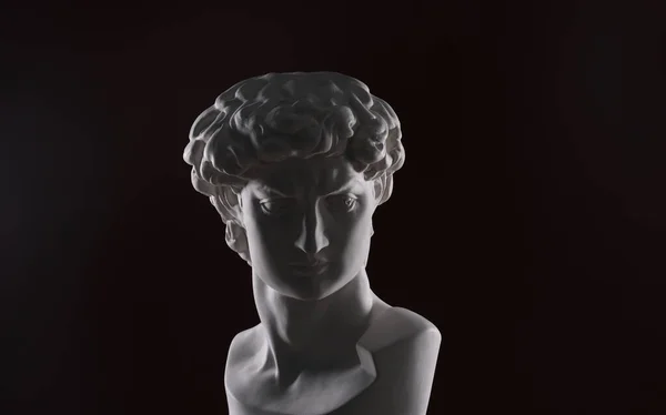 Ancient White Plaster Head Sculpture Black Background — Stock Photo, Image