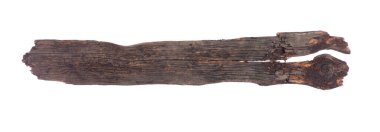 Beyaz arkaplanda izole edilmiş eski bozuk tahta