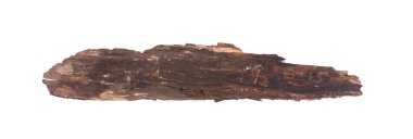 Beyaz arkaplanda izole edilmiş eski bozuk tahta