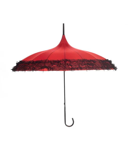 Vintage Red Umbrella Isolated White Background — Stock Photo, Image
