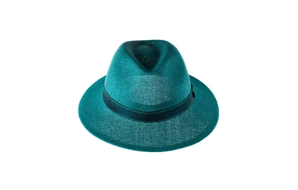 Cappello Panama Verde Isolato Sfondo Bianco — Foto Stock