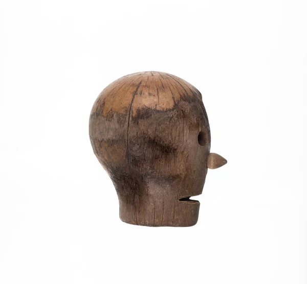 白い背景に隔離された木製の人間の頭 — ストック写真