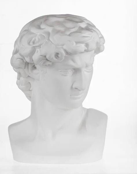 Portrait Une Ancienne Sculpture Blanche Isolée Sur Fond Blanc — Photo