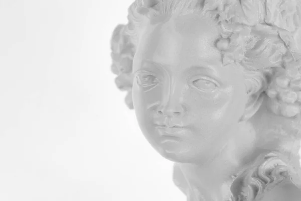 Portret Van Oude Witte Sculptuur Geïsoleerd Witte Achtergrond — Stockfoto