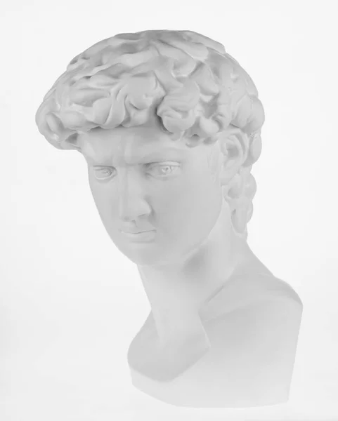Portret Starożytnej Białej Rzeźby Odizolowany Białym Tle — Zdjęcie stockowe