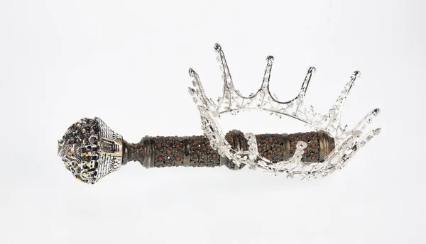 Корона Скіпетр Ізольовані Білому Тлі — стокове фото